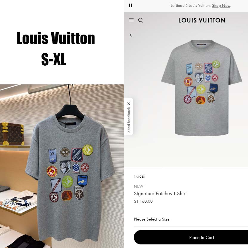 Louis Vuitton Signature Patches T-Shirt   1AJCES - DesignerGu
