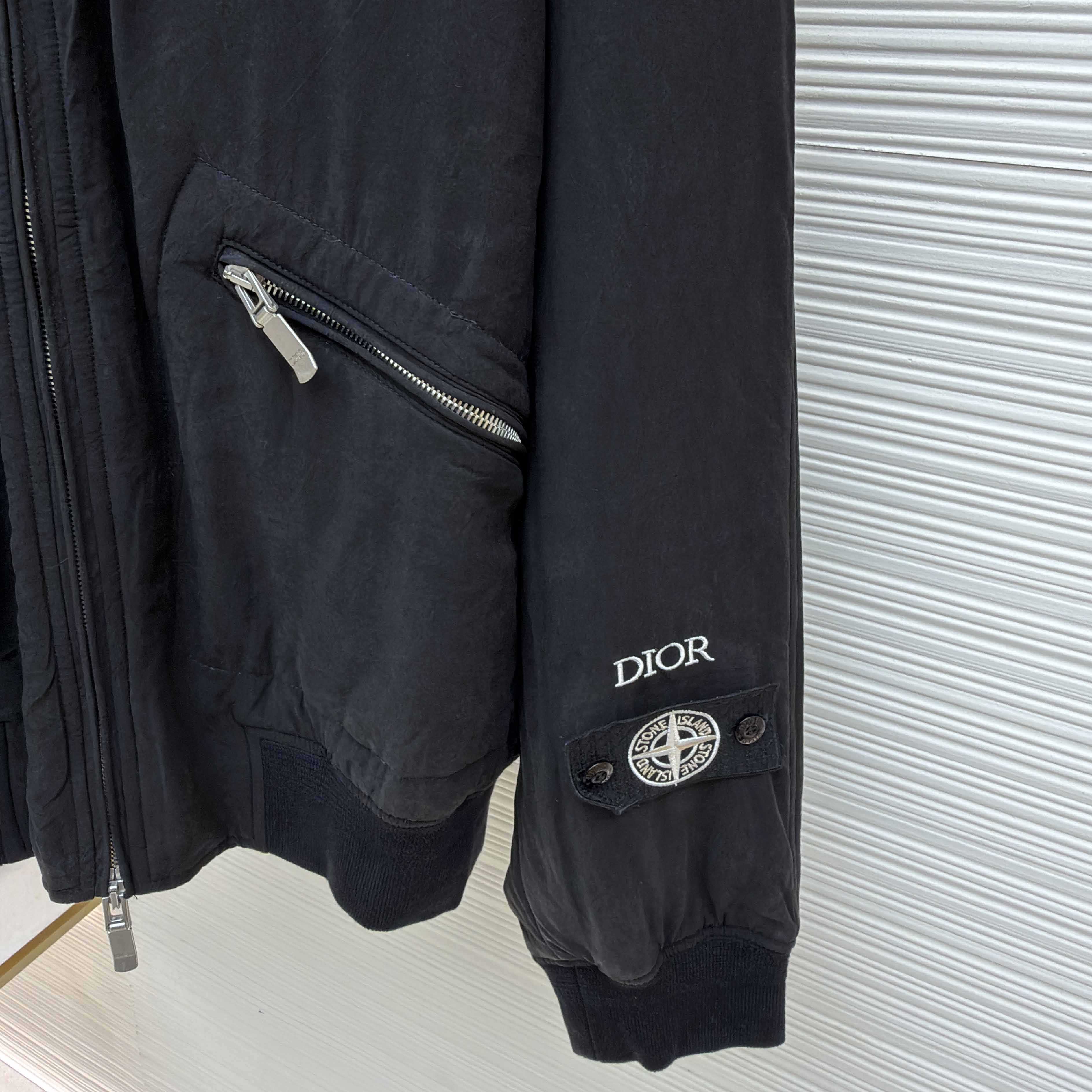 Dior x Stone Island Habotai Silk Blend Bomber Jacket Black  - DesignerGu