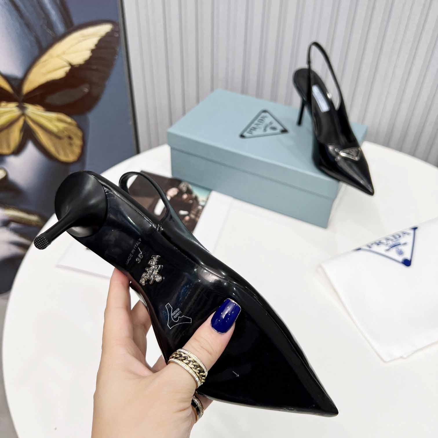 Prada Brushed Leather Slingback Pumps - DesignerGu