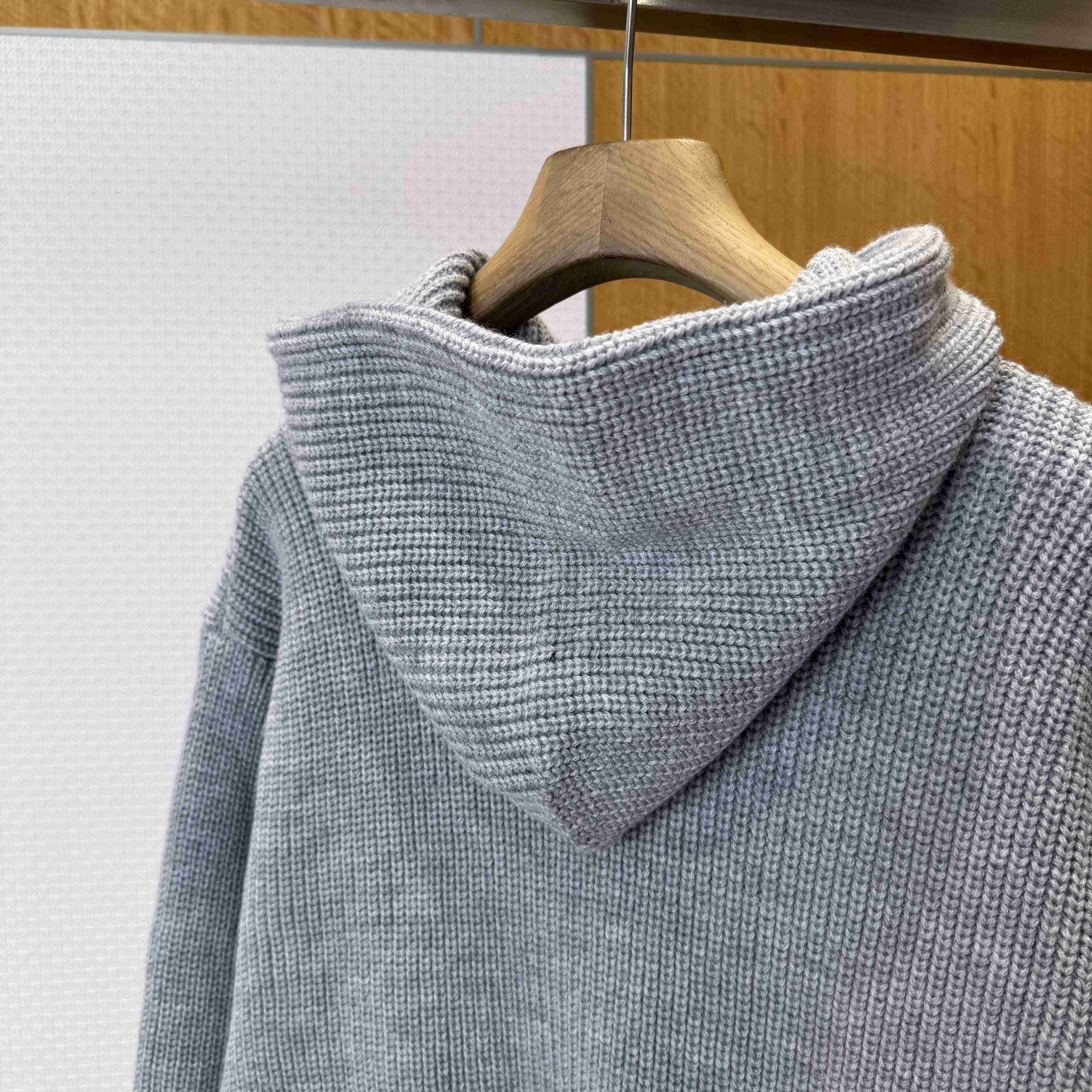 Celine Hooded Sweater In Ribbed Wool - DesignerGu