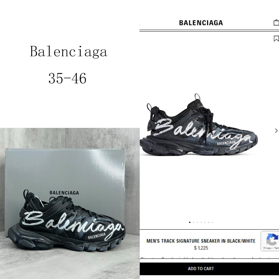 Balenciaga Track Signature Sneaker In Black And White - DesignerGu