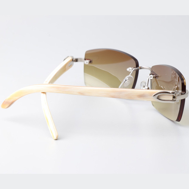 Cartier CT_3524012 White Buffalo Sunglasses In Silver Brown - DesignerGu