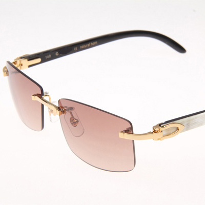 Cartier CT_3524012 White Mix Black Buffalo Sunglasses In Gold Brown - DesignerGu