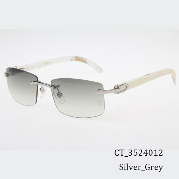 Cartier CT_3524012 White Buffalo Sunglasses In Silver Grey - DesignerGu
