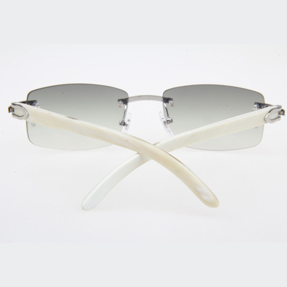 Cartier CT_3524012 White Buffalo Sunglasses In Silver Grey - DesignerGu