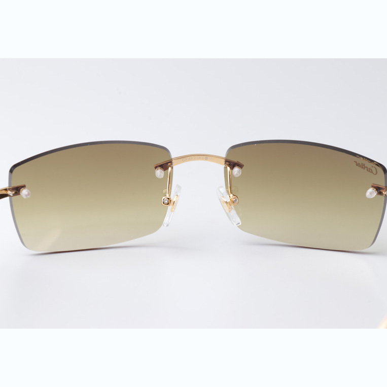 Cartier CT_3524012 White Buffalo Sunglasses In Gold Brown - DesignerGu