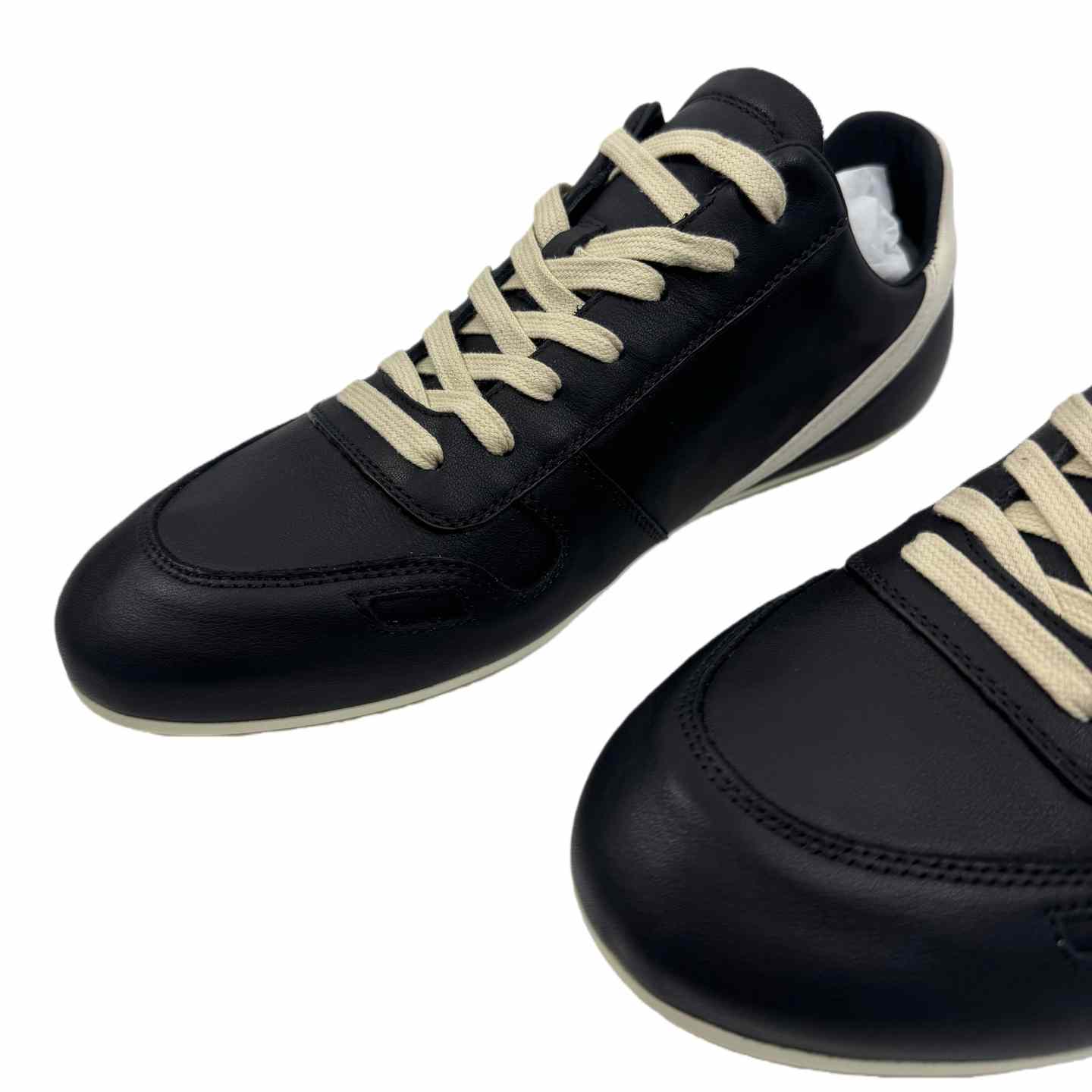 Rick Owens Minimal Sneak Leather Panel Sneakers - DesignerGu