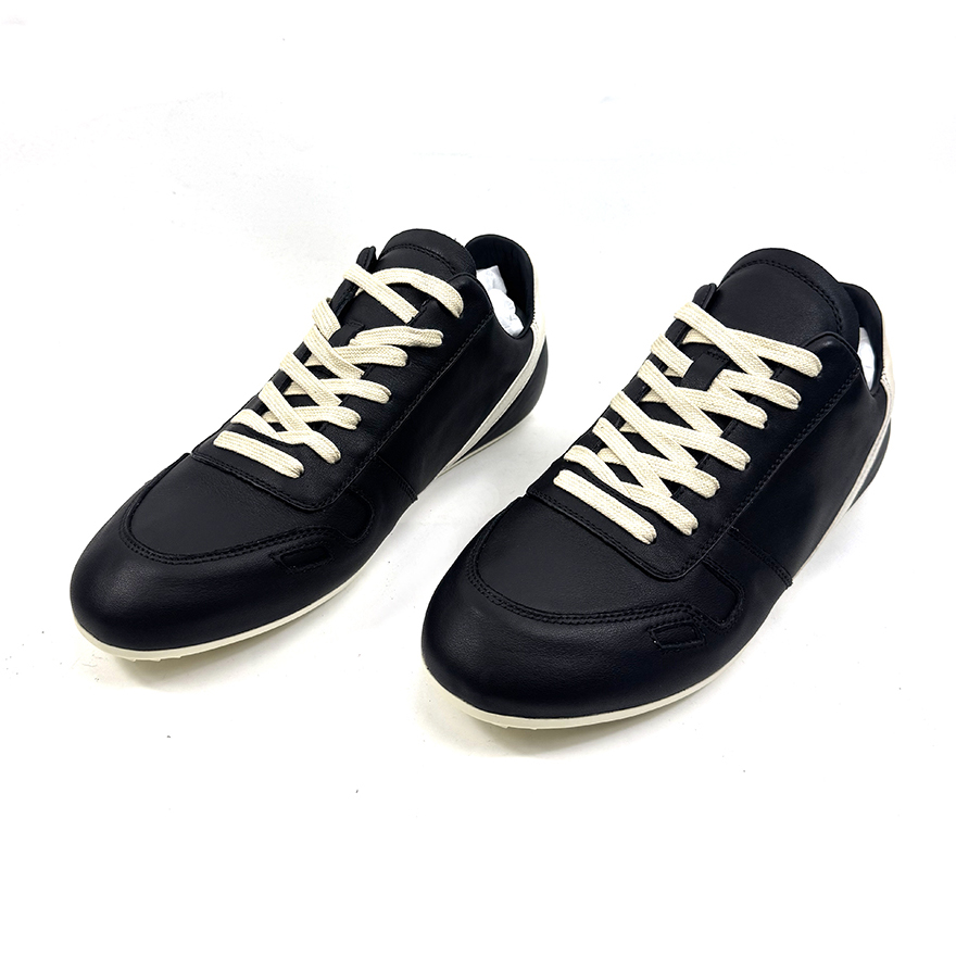 Rick Owens Minimal Sneak Leather Panel Sneakers - DesignerGu
