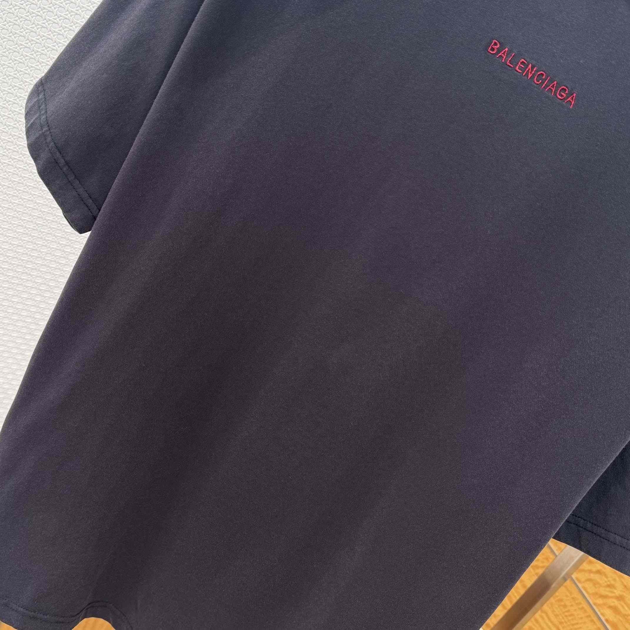 Balenciaga Back T-Shirt Medium Fit in Faded Black /Red - DesignerGu