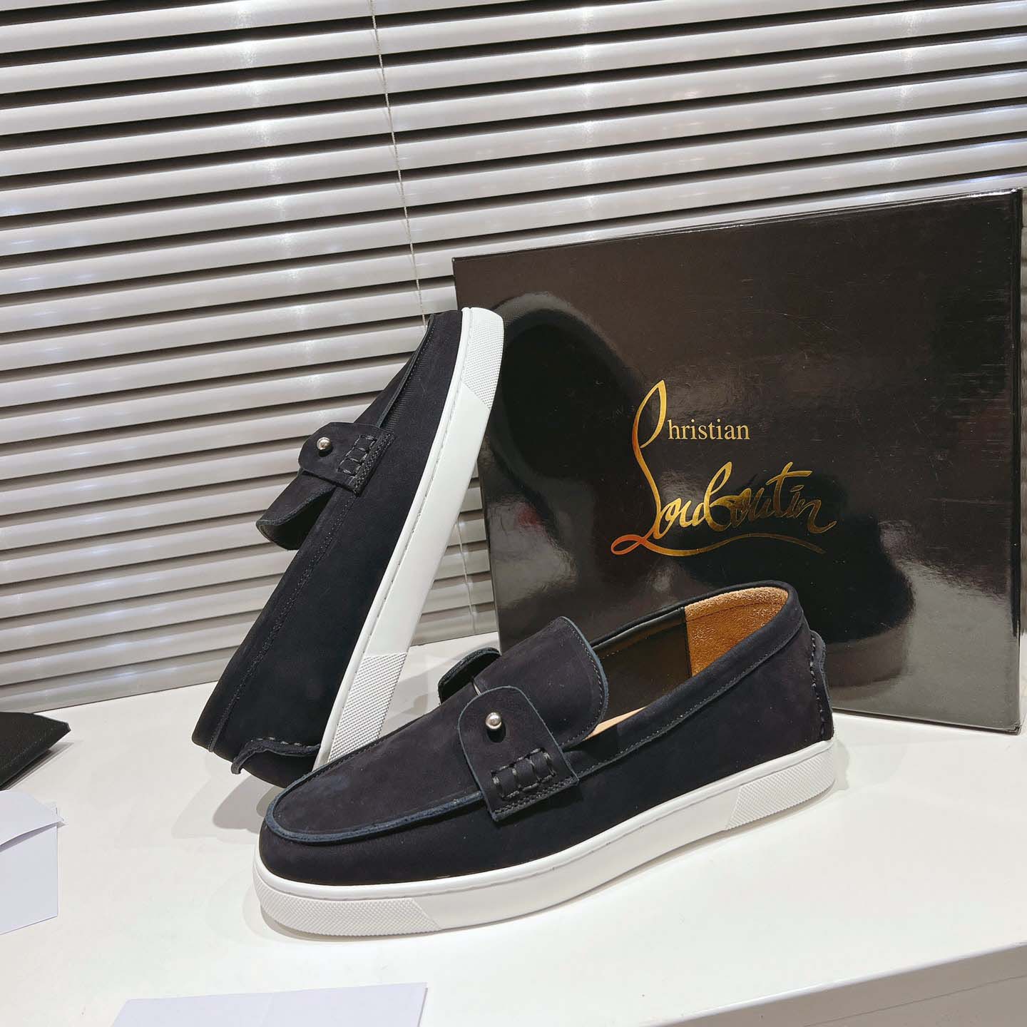 Christian Louboutin Boat Shoes - Reversed nubuck leather - DesignerGu