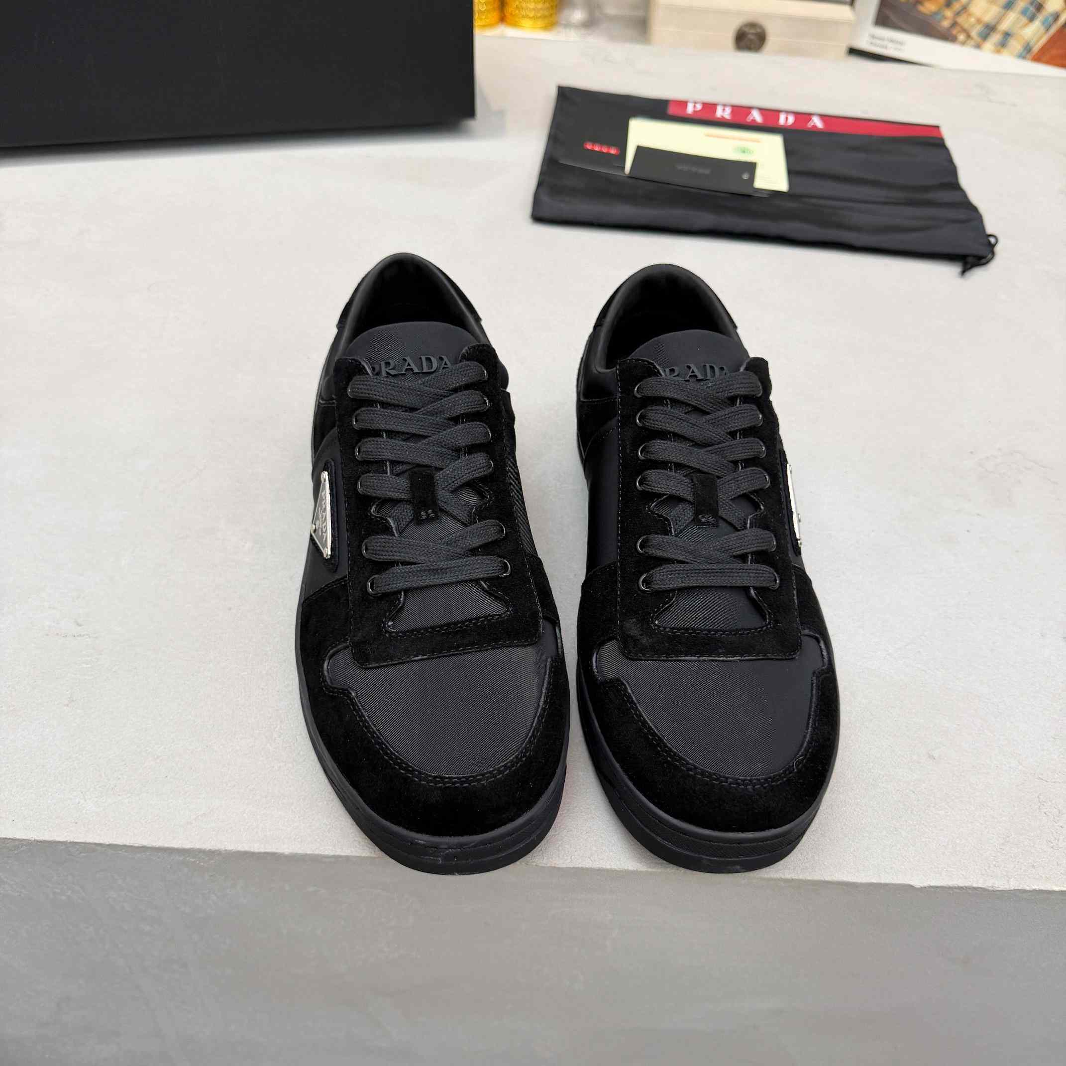 Prada Downtown Re-Nylon And Suede Sneakers - DesignerGu