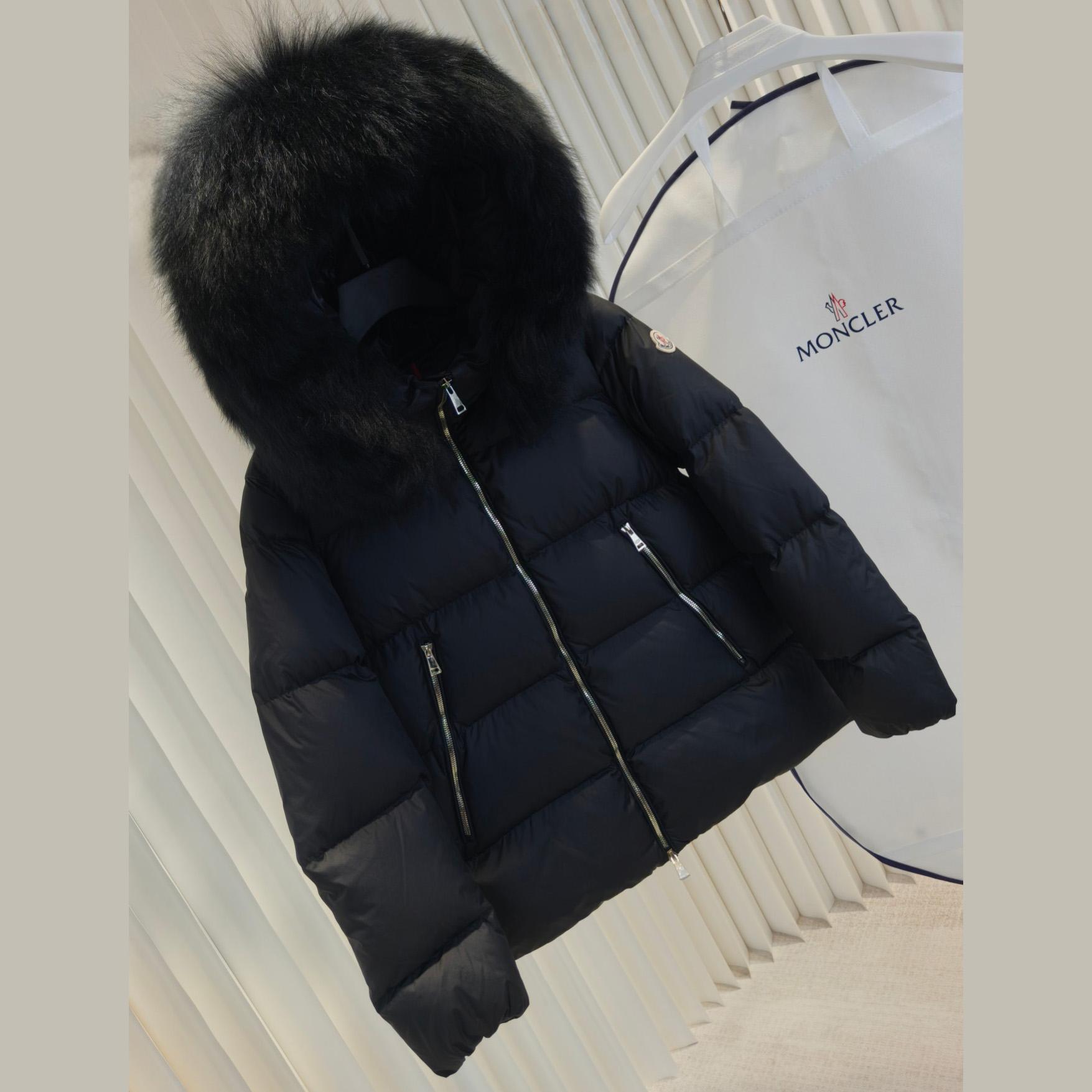 Moncler Laichefur Hooded Shearling-Trimmed Short Down Jacket - DesignerGu