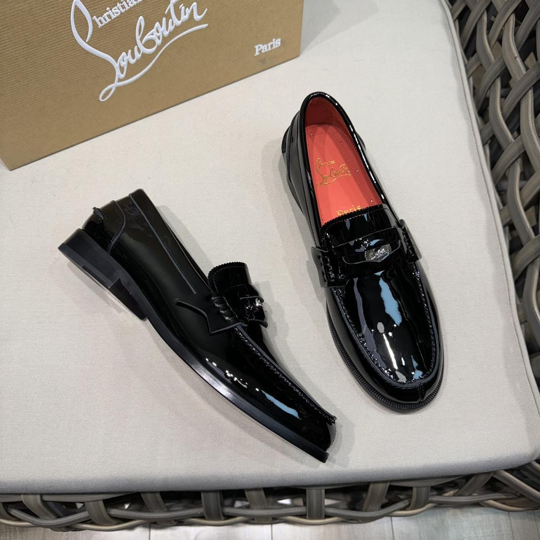 Christian Louboutin Penny Loafers - Patent calf leather - Black - DesignerGu