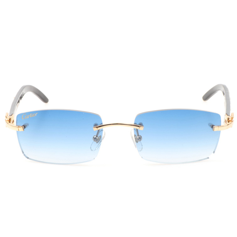Cartier CT_3524012 White Mix Black Buffalo Sunglasses In Gradient Blue - DesignerGu