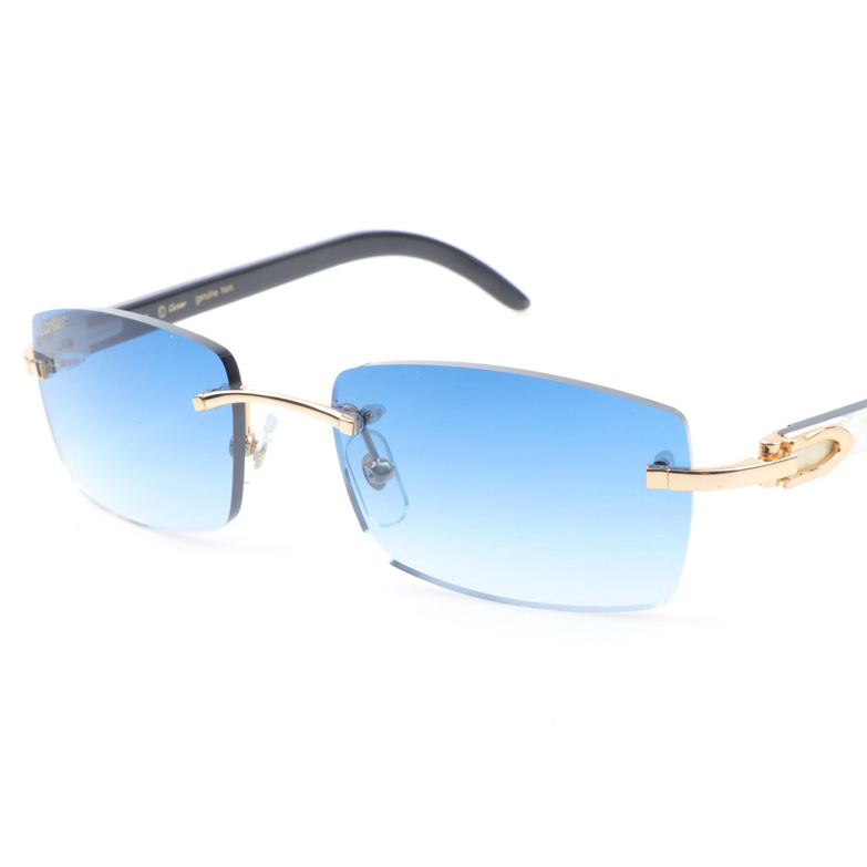 Cartier CT_3524012 White Mix Black Buffalo Sunglasses In Gradient Blue - DesignerGu