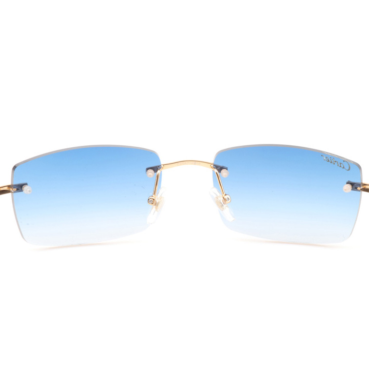 Cartier CT_3524012 White Mix Black Buffalo Sunglasses In Gradient Blue - DesignerGu