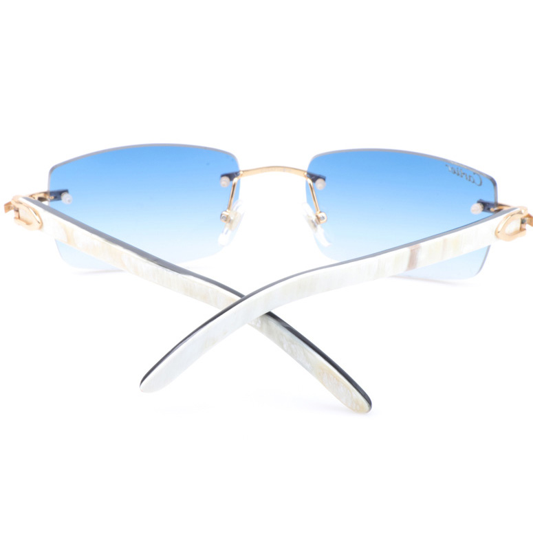 Cartier CT_3524012 White Mix Black Buffalo Sunglasses In Gradient Blue - DesignerGu