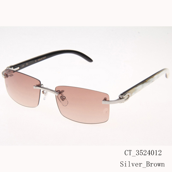 Cartier CT_3524012 White Mix Black Buffalo Sunglasses In Silver Brown - DesignerGu