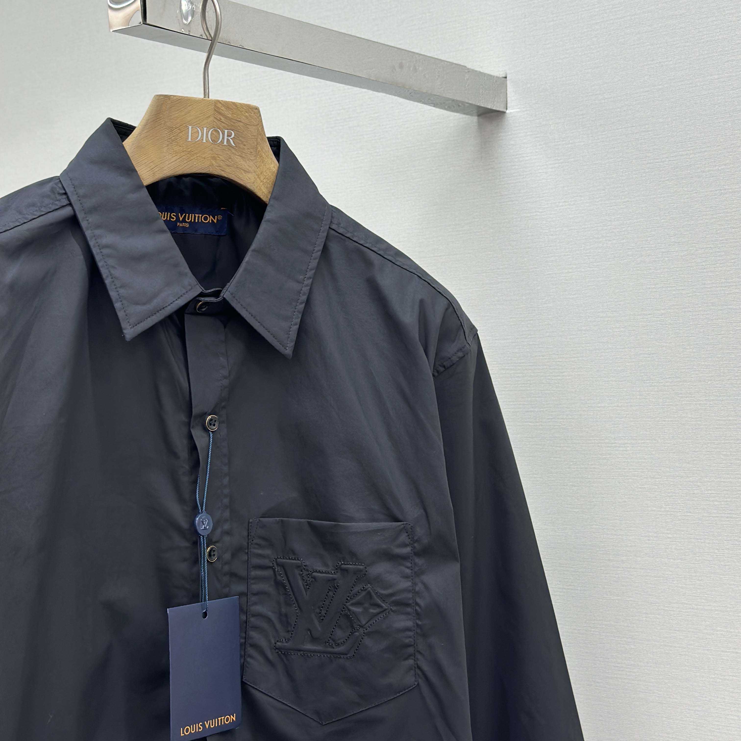 Louis Vuitton Embossed Signature Long-Sleeved Cotton Shirt    - DesignerGu