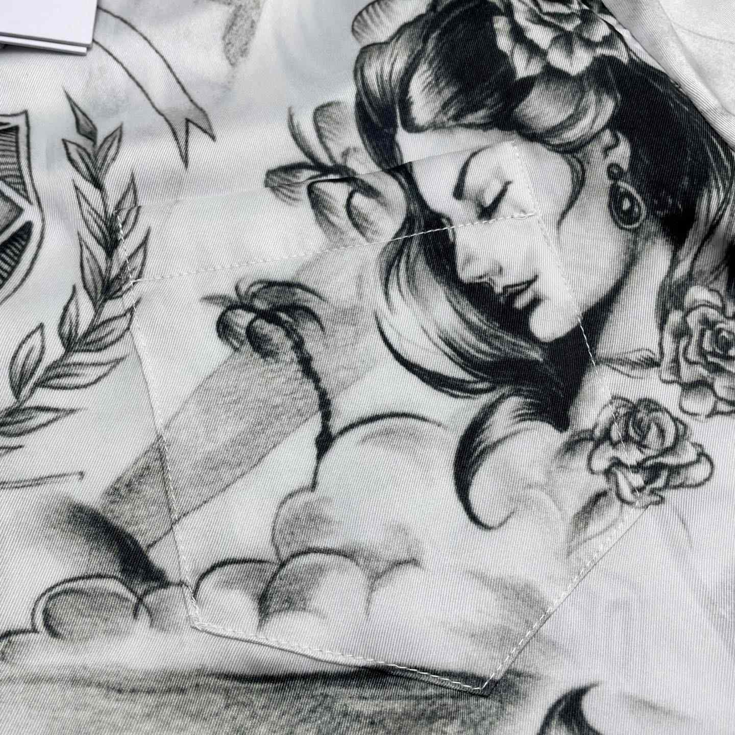 Casablanca Tattoo Long Sleeve Silk Shirt   CA3549 - DesignerGu