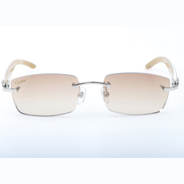 Cartier CT_3524012 Shell Mix White Buffalo Sunglasses In Silver Brown - DesignerGu