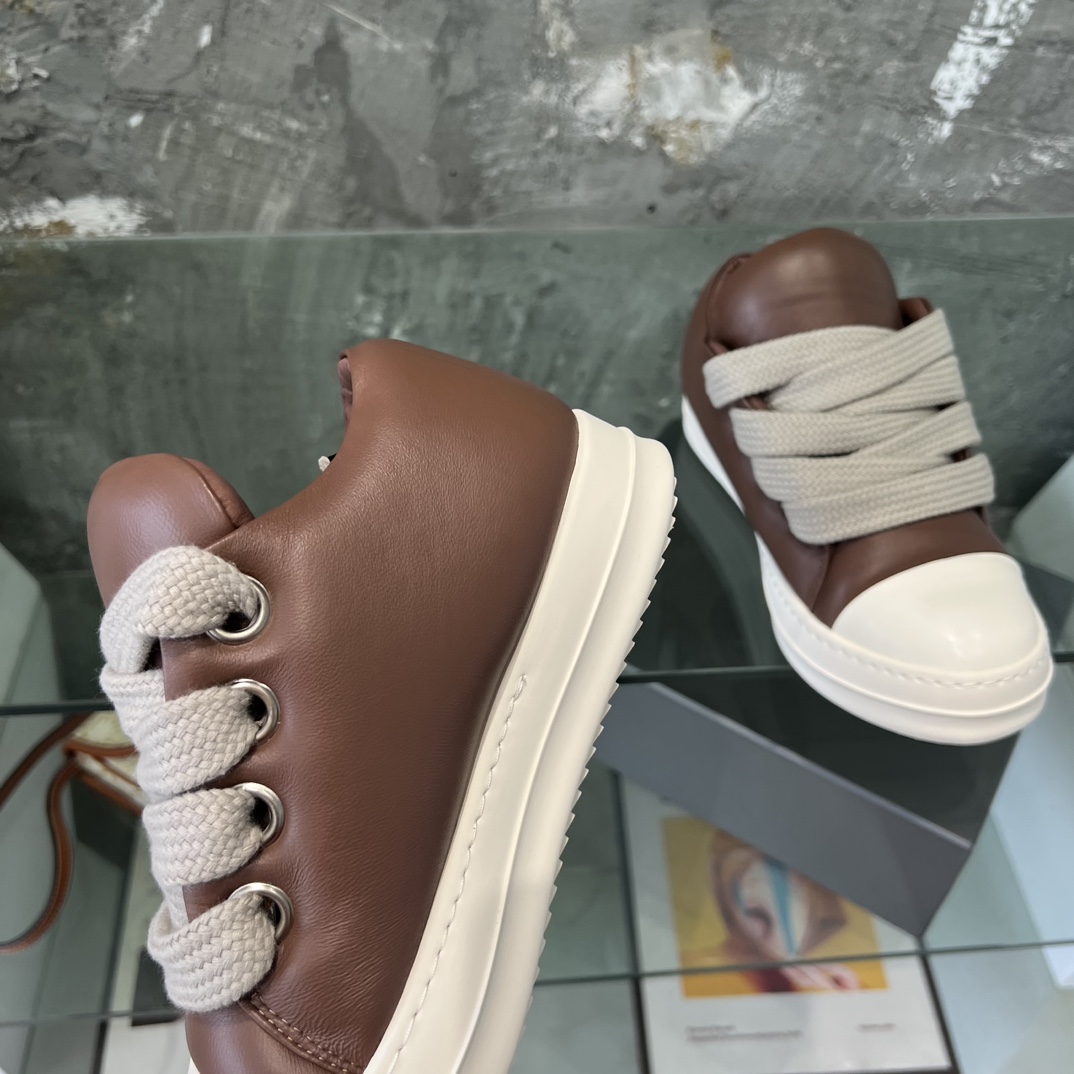 Rick Owens Lace-up Leather Sneakers  - DesignerGu