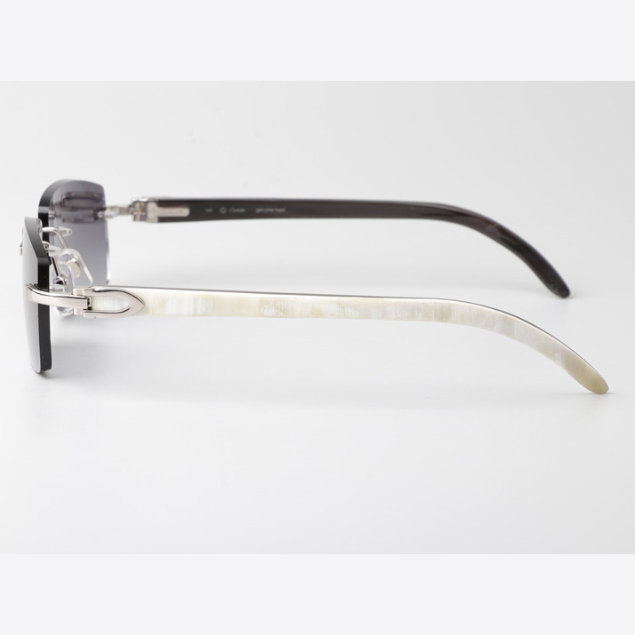 Cartier CT_3524012 White Mix Black Buffalo Sunglasses In Silver Gradient Gray - DesignerGu