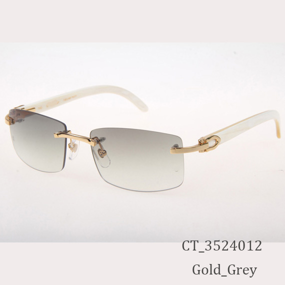 Cartier CT_3524012 White Buffalo Sunglasses In Gold Grey - DesignerGu