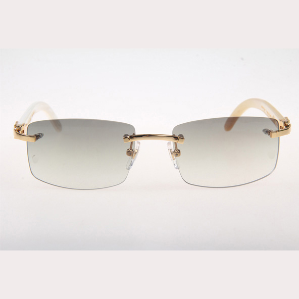 Cartier CT_3524012 White Buffalo Sunglasses In Gold Grey - DesignerGu