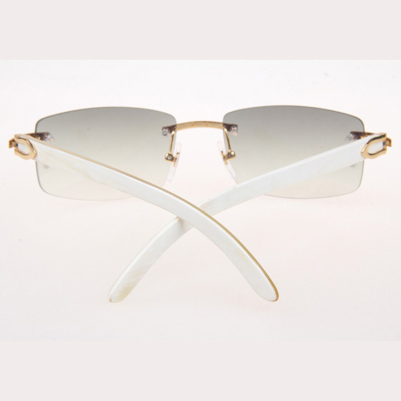 Cartier CT_3524012 White Buffalo Sunglasses In Gold Grey - DesignerGu