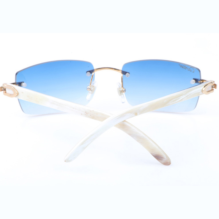 Cartier CT_3524012 White Buffalo Sunglasses In Gold Gradient Blue - DesignerGu