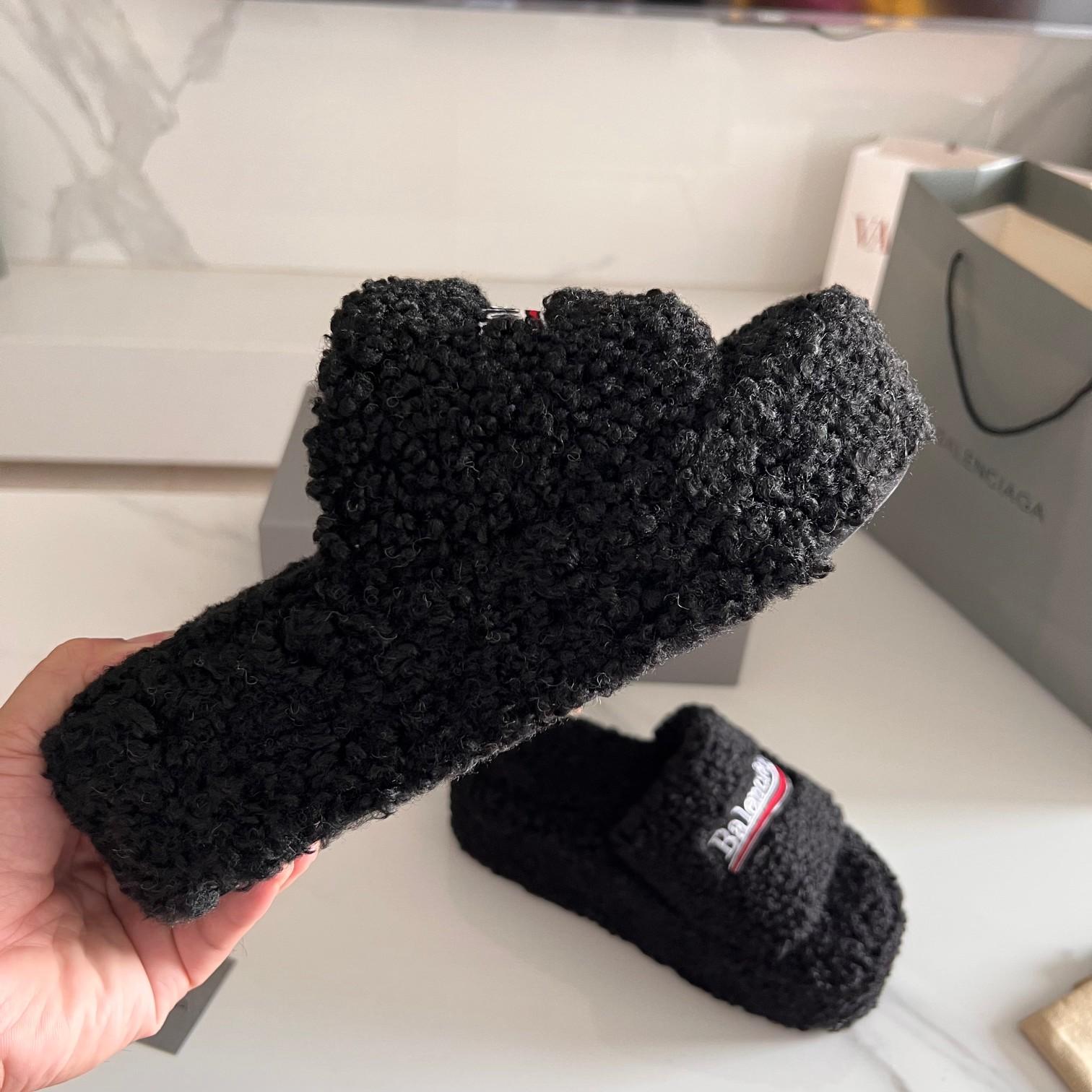 Balenciaga Furry Slide Sandals - DesignerGu