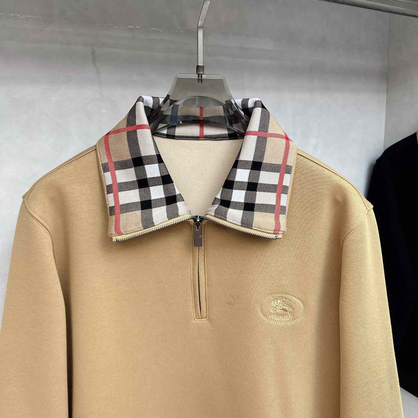 Burberry Check Collar Cotton Half-zip Sweatshirt - DesignerGu