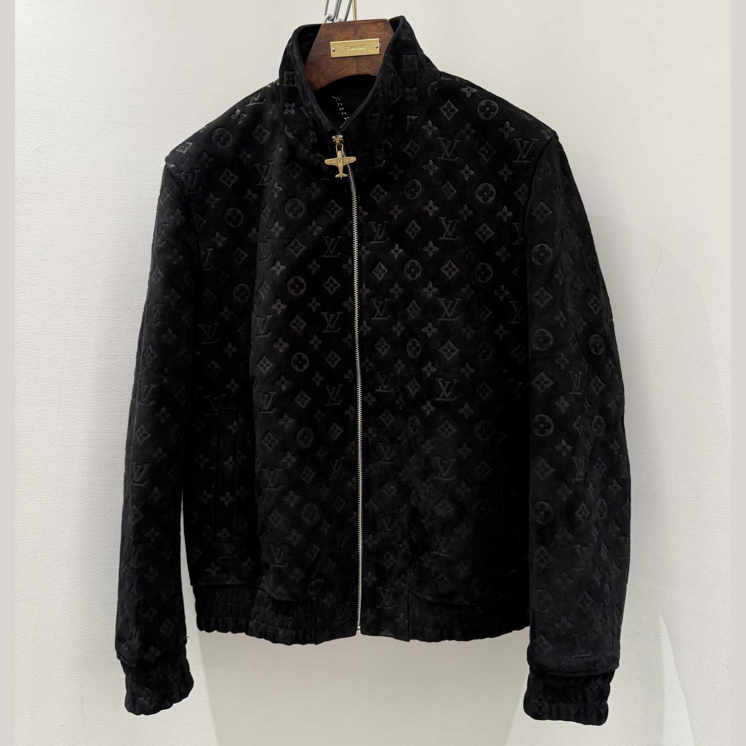 Louis Vuitton Monogram Debossed Suede Tracksuit Jacket   - DesignerGu