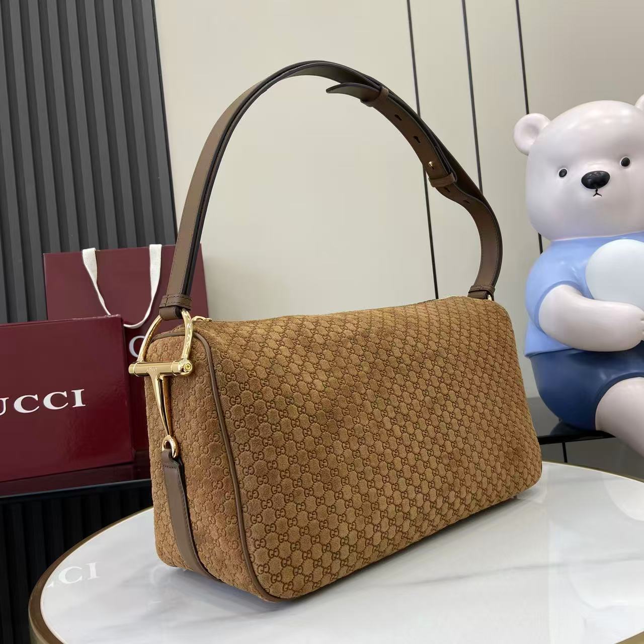 Gucci Half Horsebit Large Shoulder Bag - DesignerGu