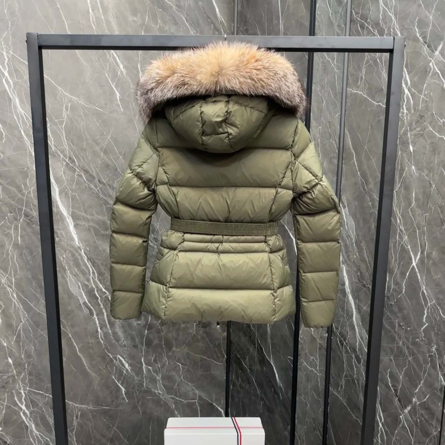 Moncler Belted Puffer Jacket With A Fur-trimmed Hood - DesignerGu