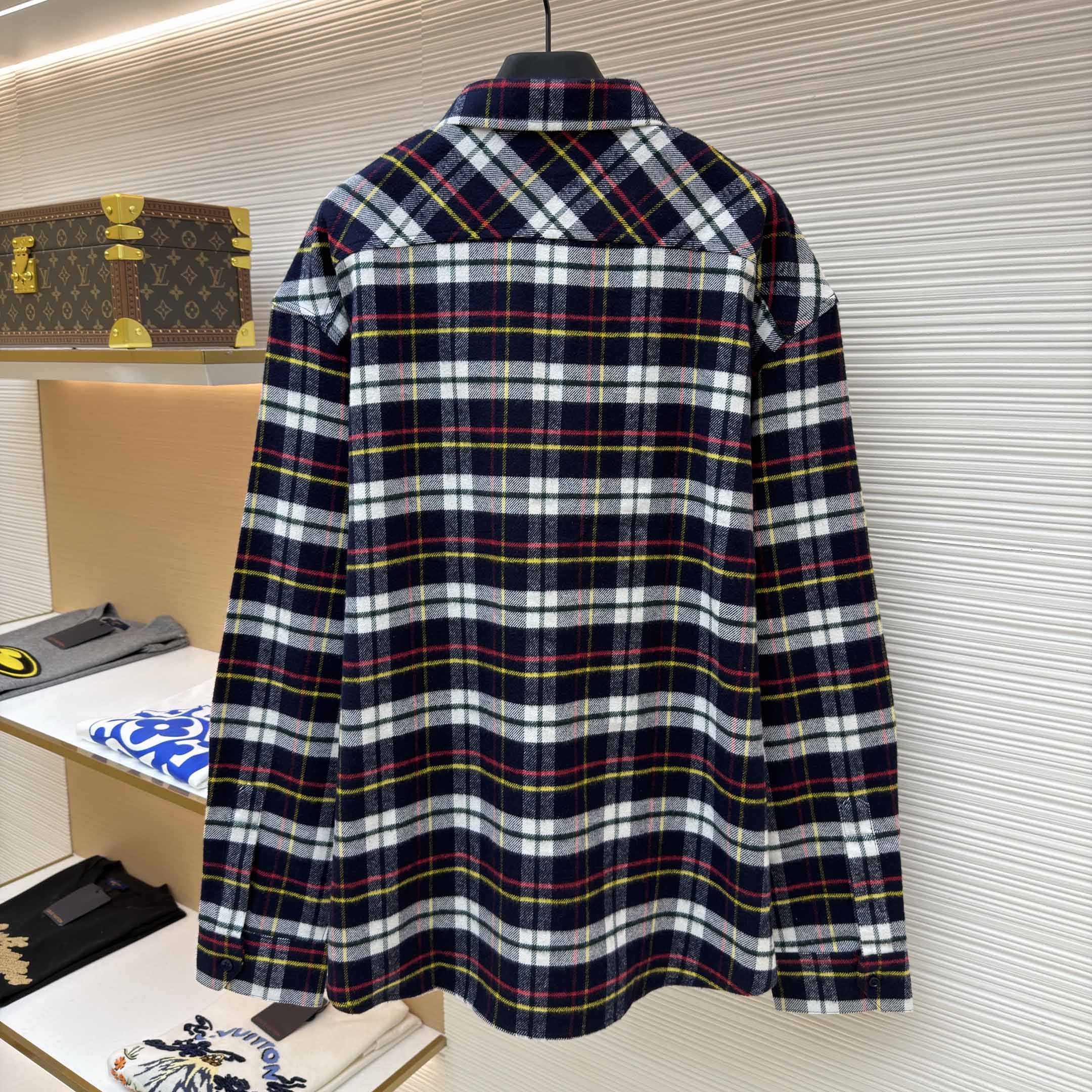 Celine Relaxed Shirt In Brushed Checked Wool - DesignerGu
