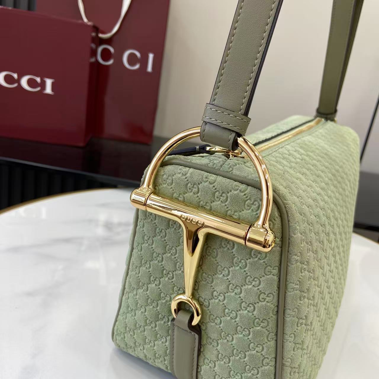 Gucci Half Horsebit Medium Shoulder Bag - DesignerGu