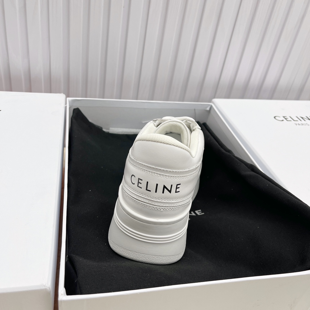 Celine Block Sneakers With Wedge Outsole In Calfskin - DesignerGu