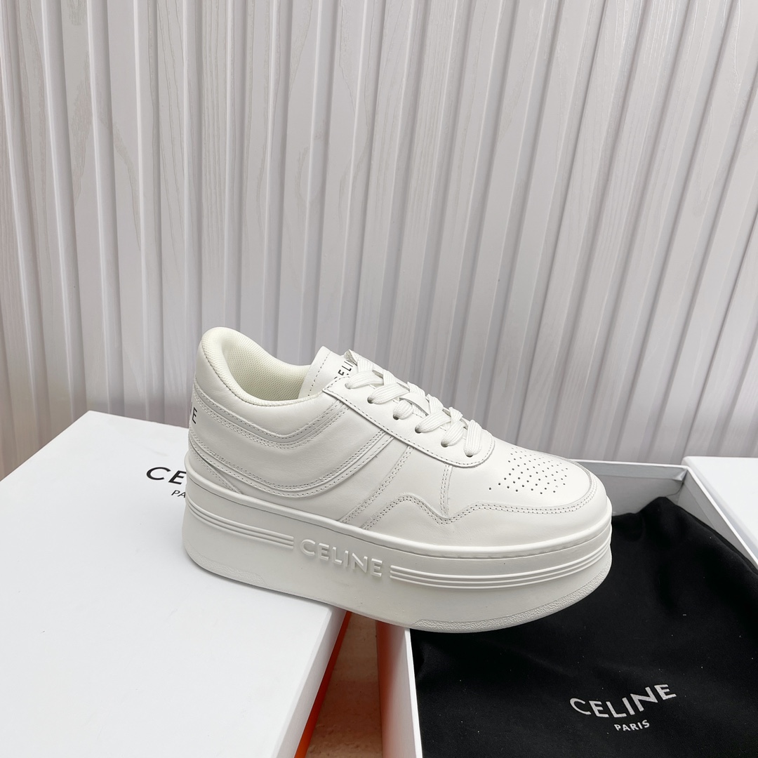Celine Block Sneakers With Wedge Outsole In Calfskin - DesignerGu