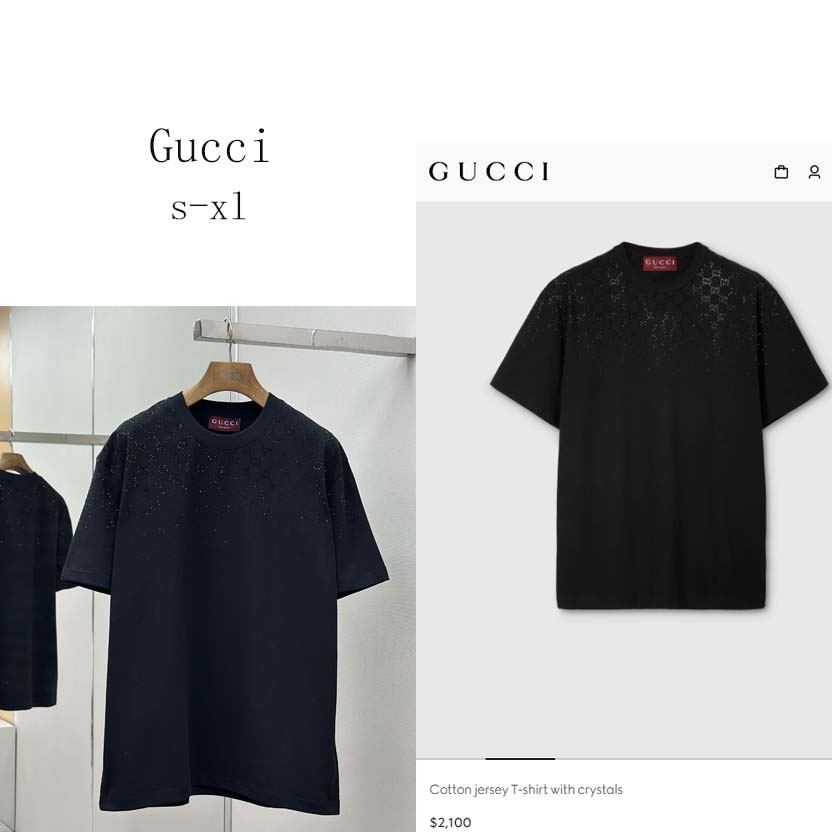Gucci Cotton jersey T-shirt With Crystals - DesignerGu