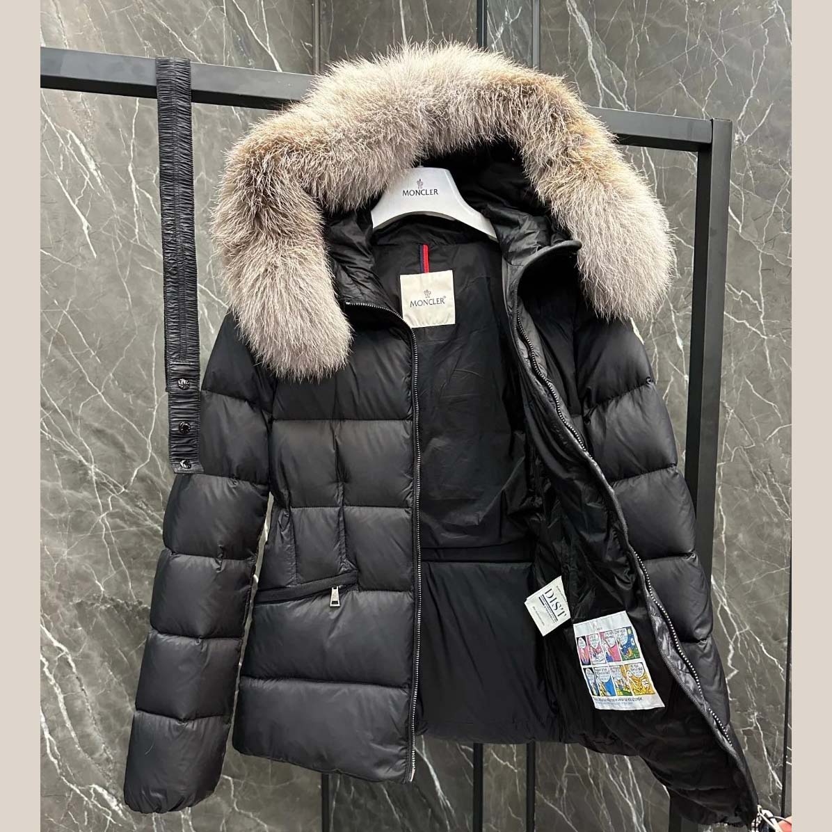 Moncler Belted Puffer Jacket With A Fur-trimmed Hood - DesignerGu