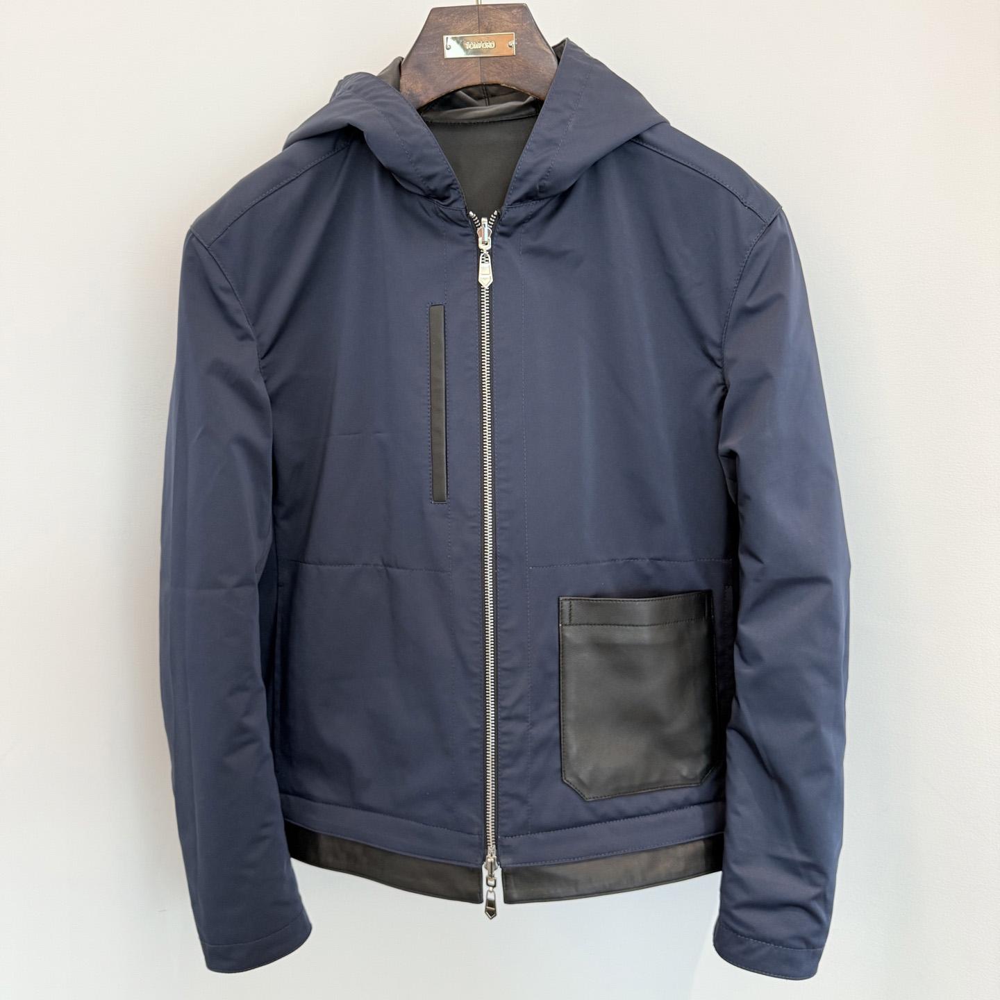 Hermes Reversible Zipped Hooded Jacket With Leather Detail - DesignerGu