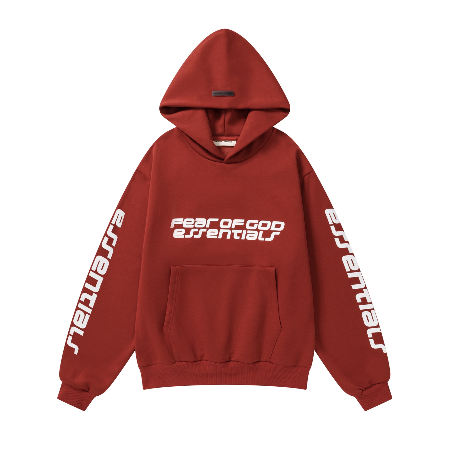 Fear of God Essentials Crimson Cropped Relaxed Hoodie - DesignerGu