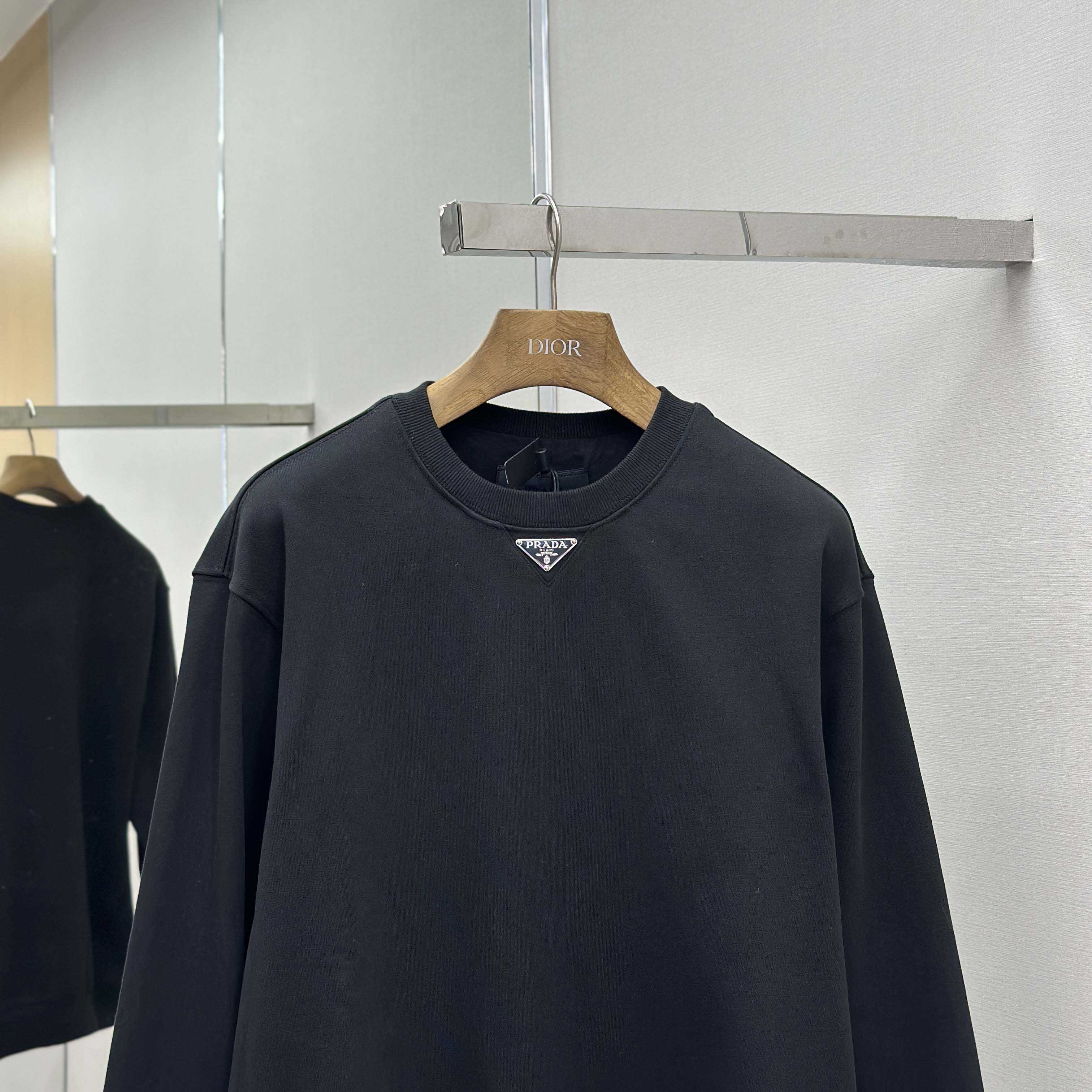 Prada Logo-plaque Technical Cotton Sweatshirt - DesignerGu