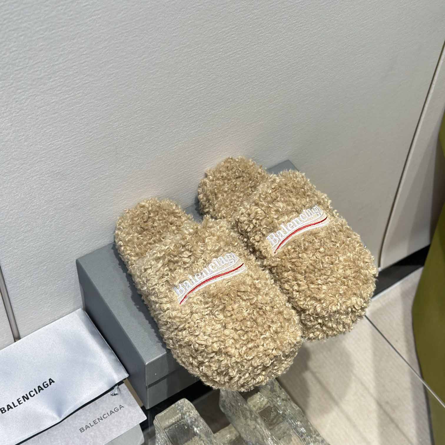 Balenciaga Furry Slide Sandals - DesignerGu