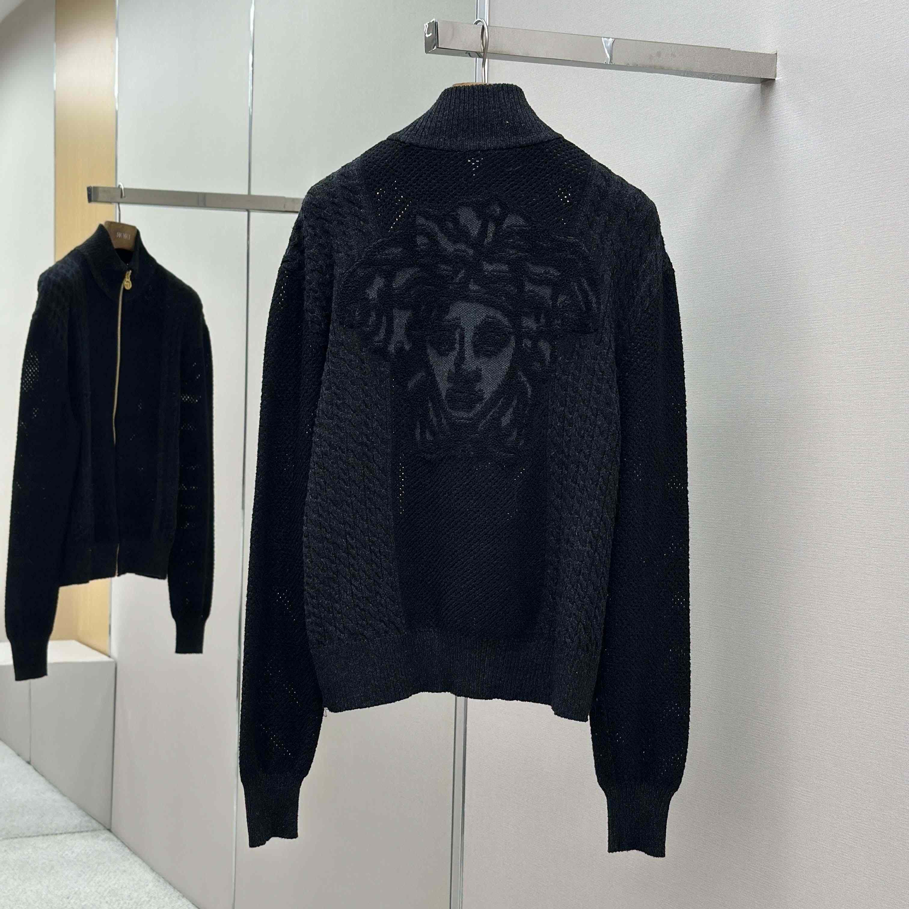 Versace Medusa Jacquard Zip Knit Sweater  - DesignerGu