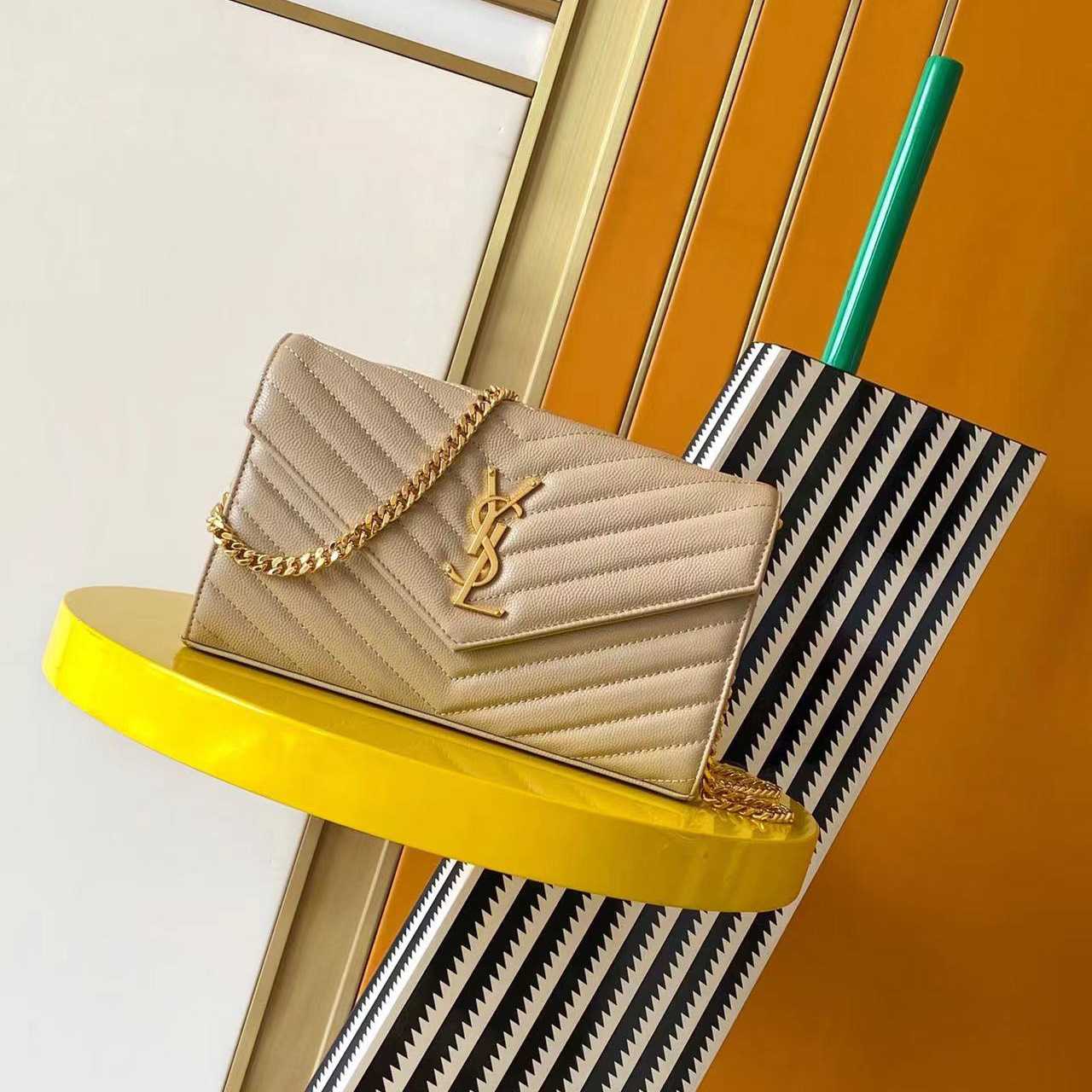 Saint Laurent Cassandre Chain Wallet In Lambskin (22.5x14x4cm) - DesignerGu