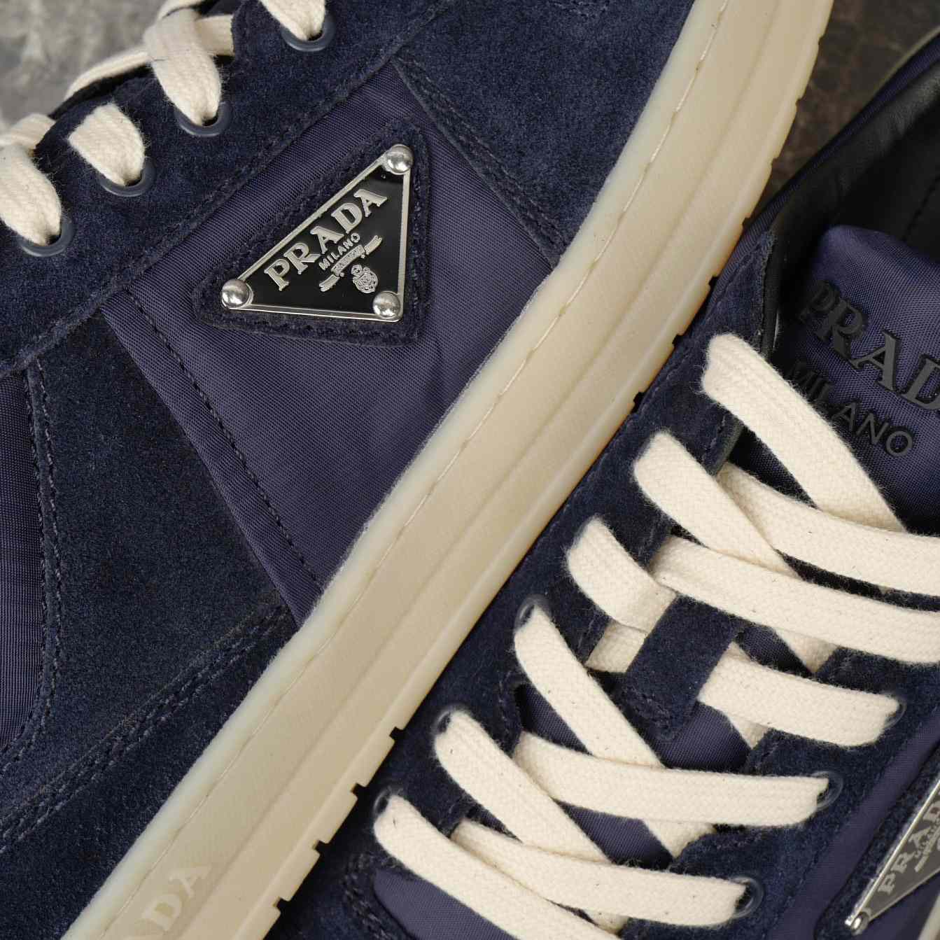 Prada Downtown Re-Nylon And Suede Sneakers - DesignerGu