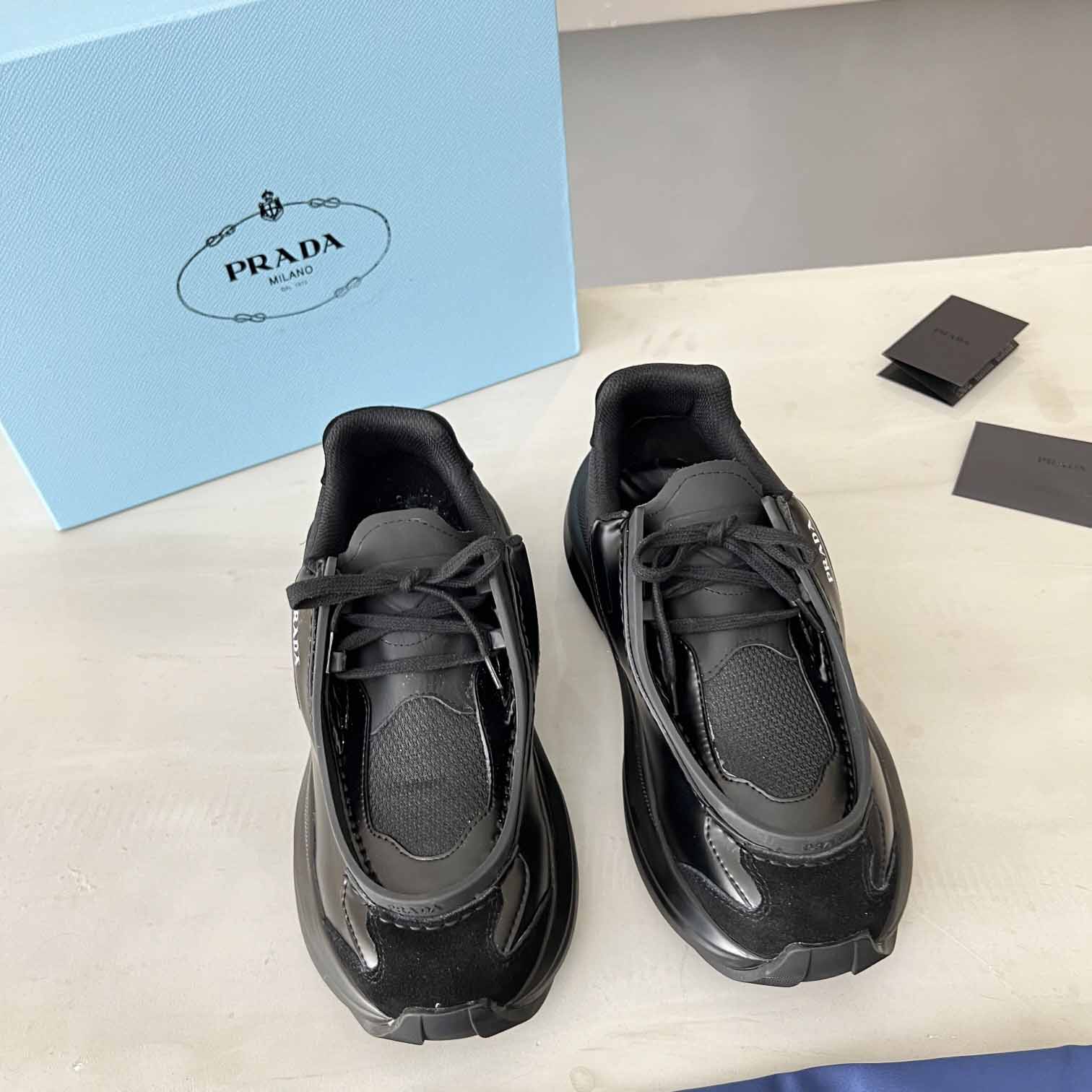 Prada Systeme Brushed Leather Sneaker - DesignerGu